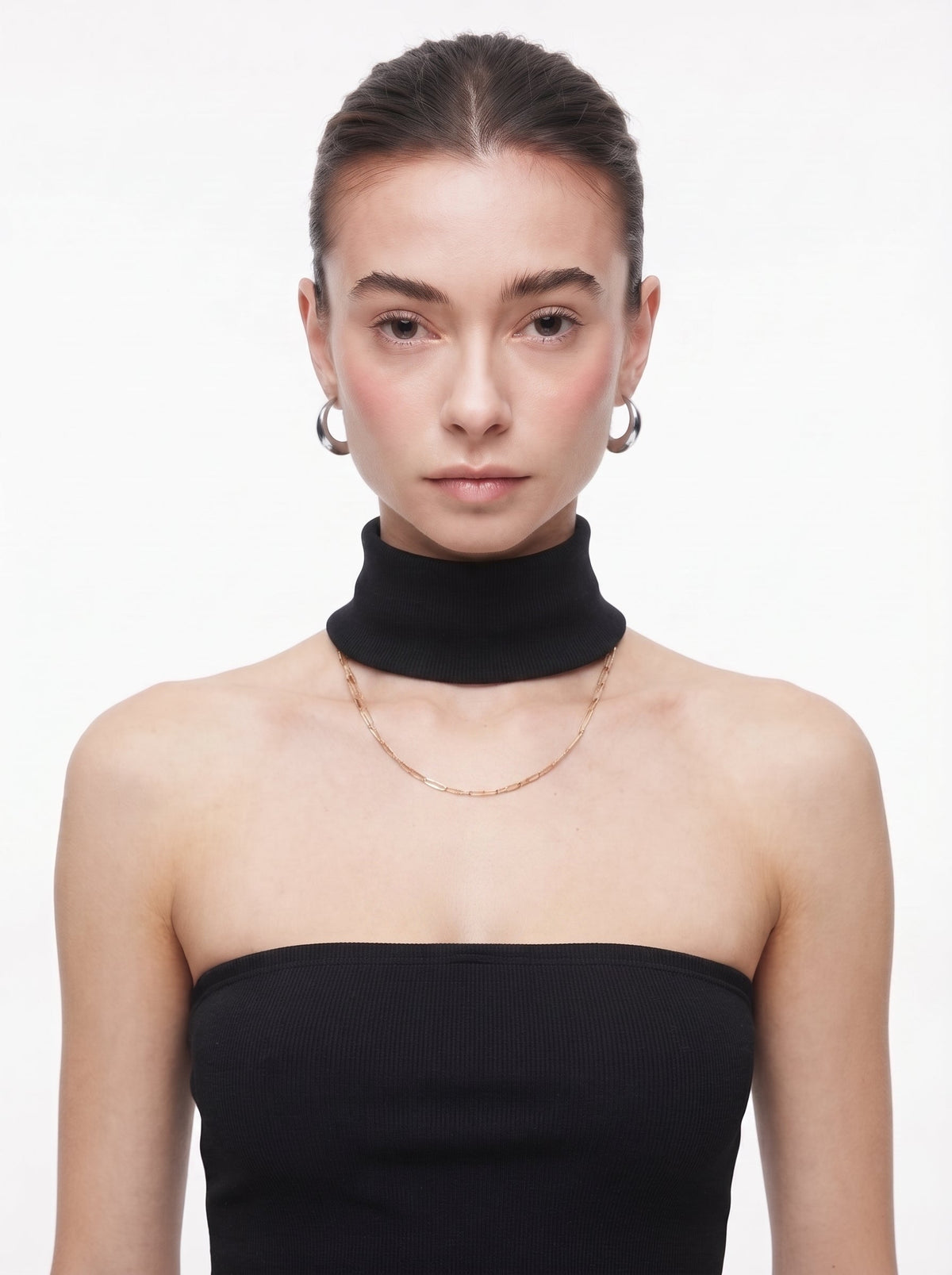 Top a fascia girocollo senza spalline da donna