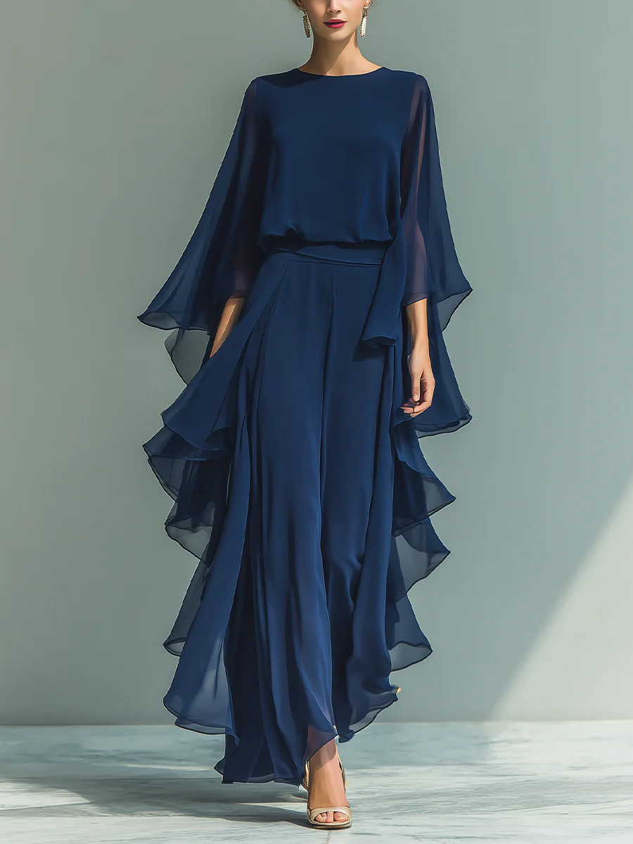 Aurora | Completo Elegante in Chiffon con Volant