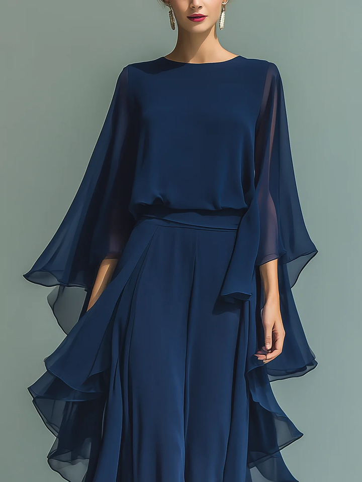Aurora | Completo Elegante in Chiffon con Volant