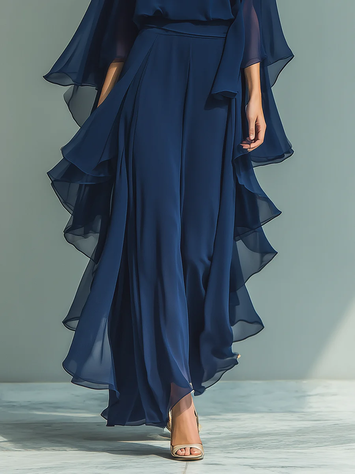 Aurora | Completo Elegante in Chiffon con Volant