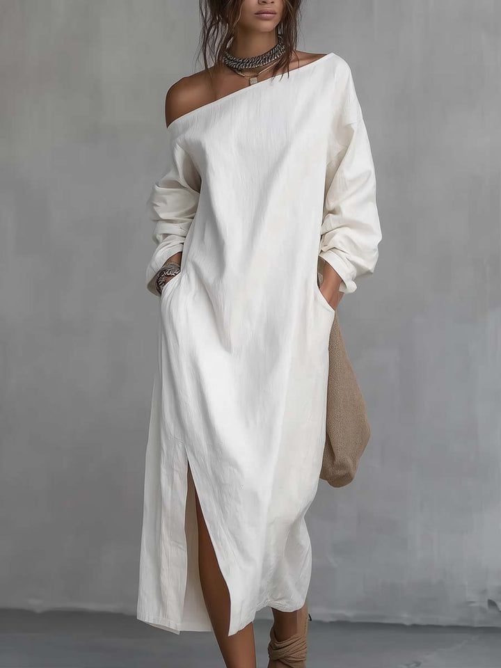 Rossella | Abito midi monospalla