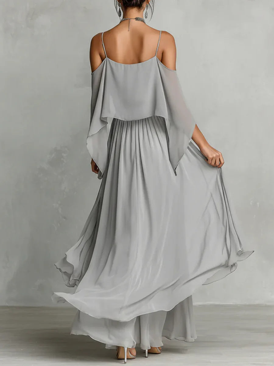 Isabela | Completo fluido grigio con top a spalline e pantaloni leggeri