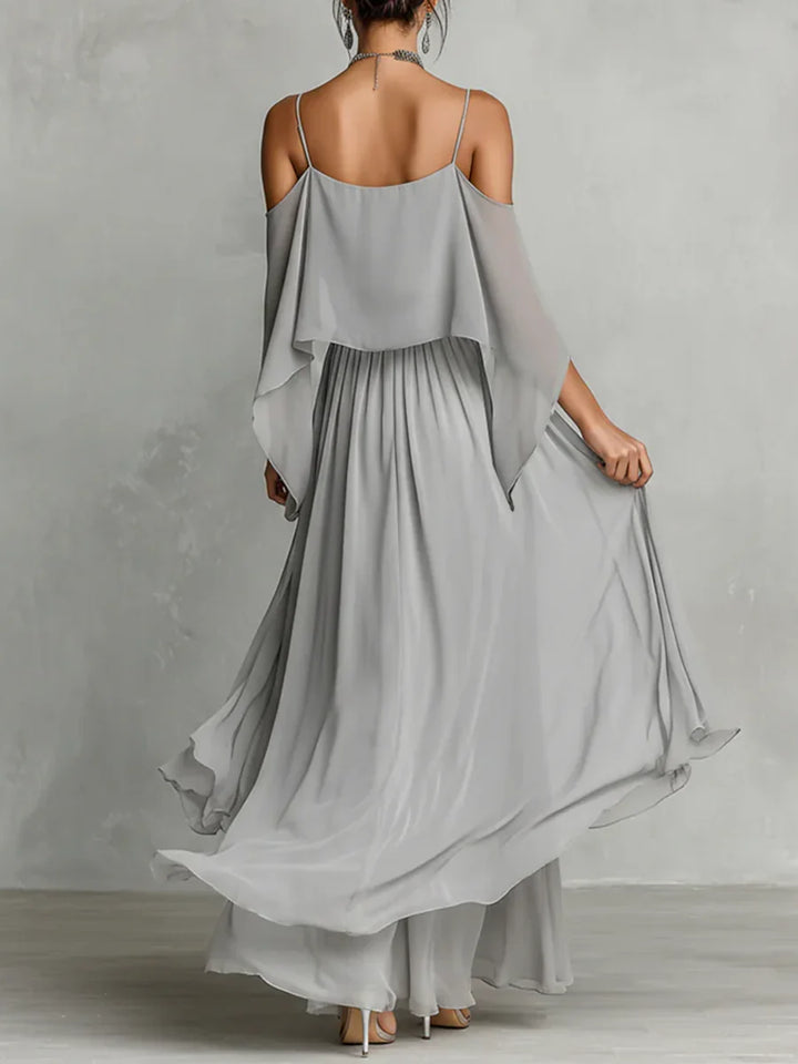 Isabela | Completo fluido grigio con top a spalline e pantaloni leggeri