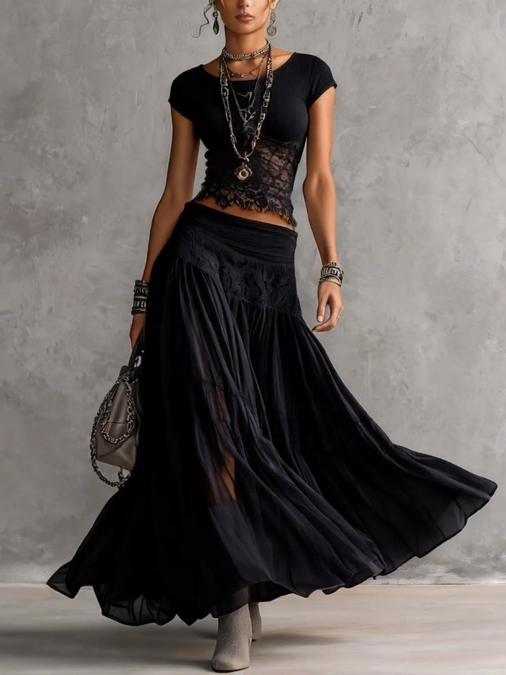 Rosaria | Completo con Gonna Maxi Plissettata
